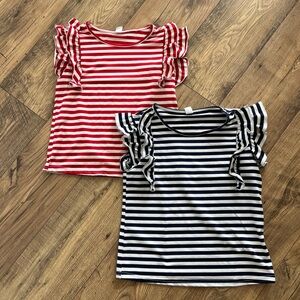 Bundle of Girl’s Striped Ruffle Sleeve Tops